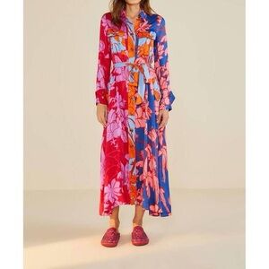FARM Rio Vibrant Floral Long Sleeve Dress